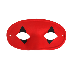 Red domino style eye mask.